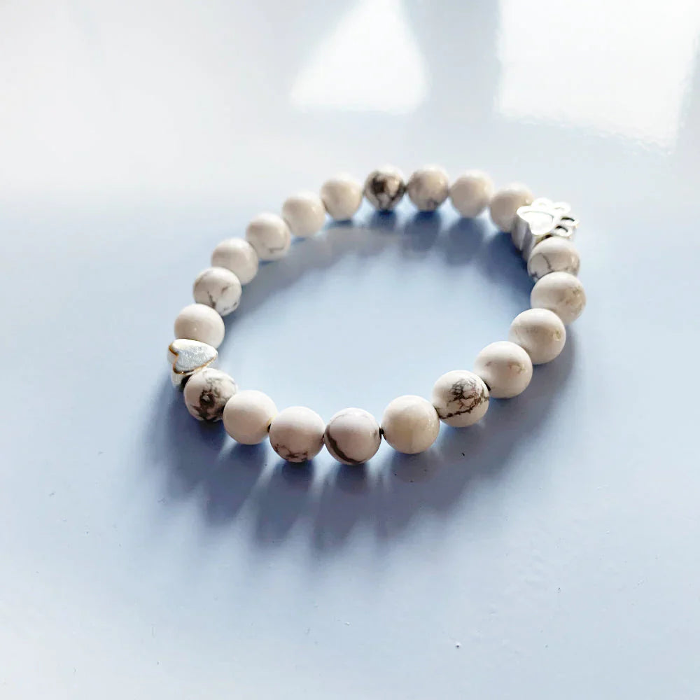 Davies - Bracelet with paw & heart follower | Silver