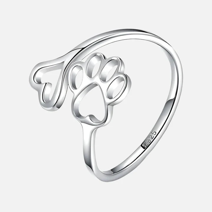 Calder - Adjustable Pfoten-Herz-Ring / 925 Silver