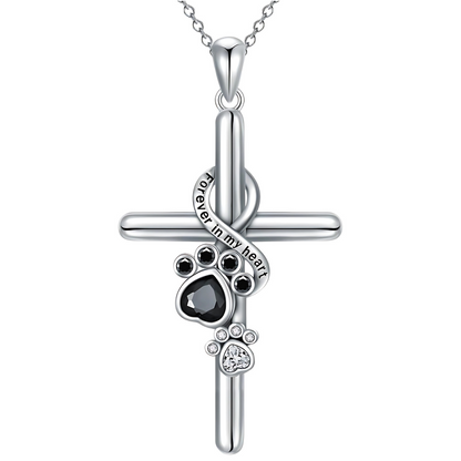 Ezola - Paw & cross necklace in silver
