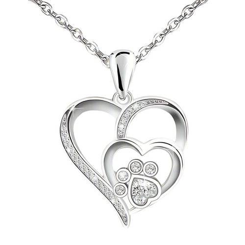 Inolt - Paw & heart necklace in silver