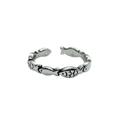 Robins -Vintage fish ring made of silver