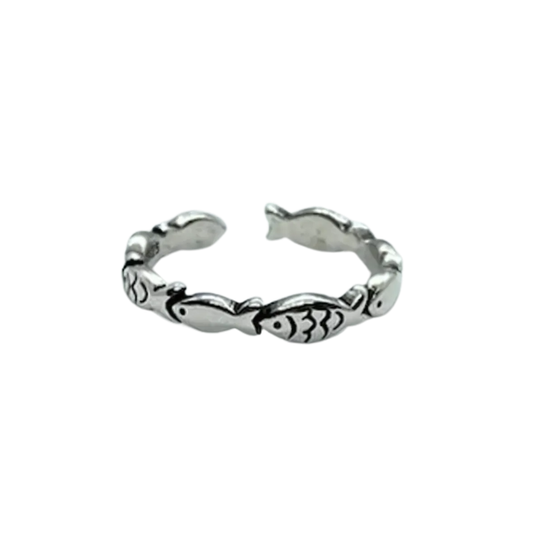 Robins -Vintage fish ring made of silver