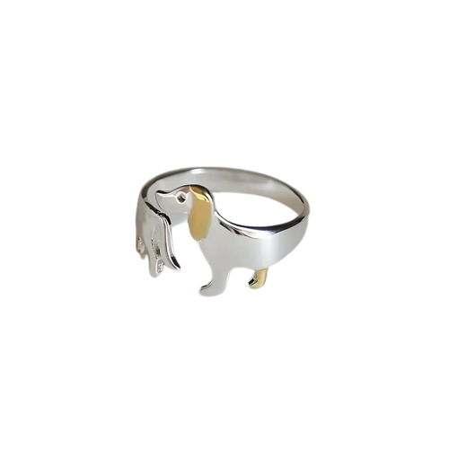 Tillsley - Adjustable dachshund ring made of 925 silver