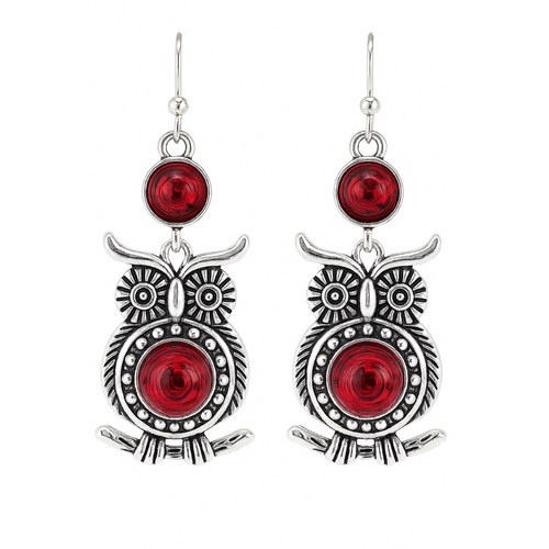 Maddison -Vintage eulen earrings in red | Silver