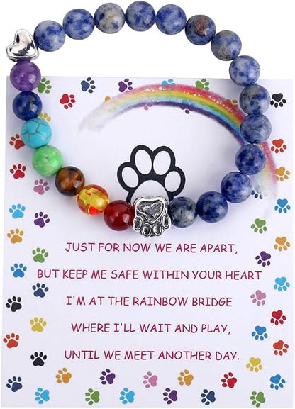 Makenna -Rainbow Bridge Memorial band with 7 chakra pearls | Silver
