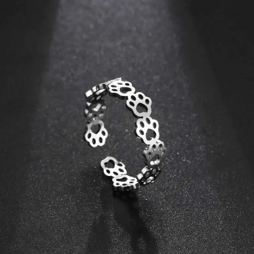 Nevae - Adjustable paw printing ring made of silver and gold