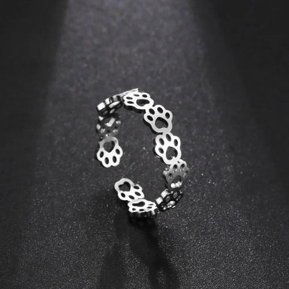 Nevae - Adjustable paw printing ring made of silver and gold