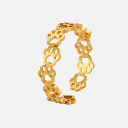 Nevae - Adjustable paw printing ring made of silver and gold