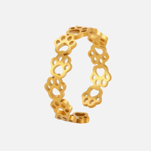 Nevae - Adjustable paw printing ring made of silver and gold