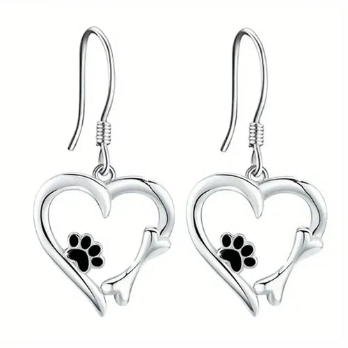 Yaritza- silver drop earrings with heart