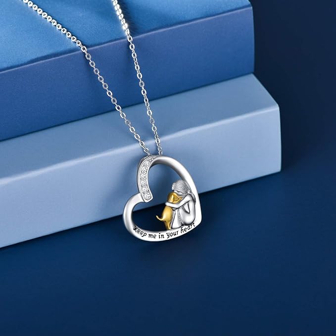 Cantrice - 925 silver necklace with heart & dog motif