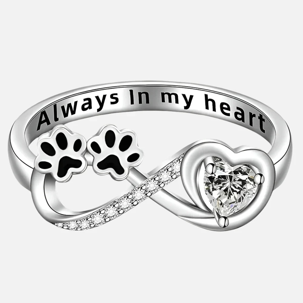 Maggie -Pfotenring with heart & infinity symbol | Silver