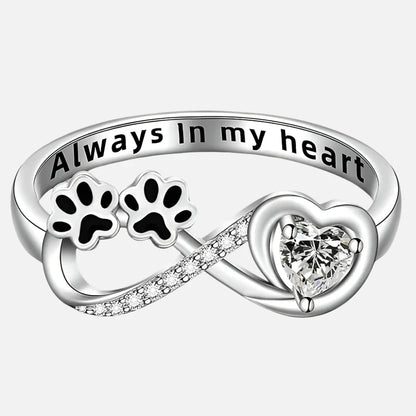 Maggie -Pfotenring with heart & infinity symbol | Silver