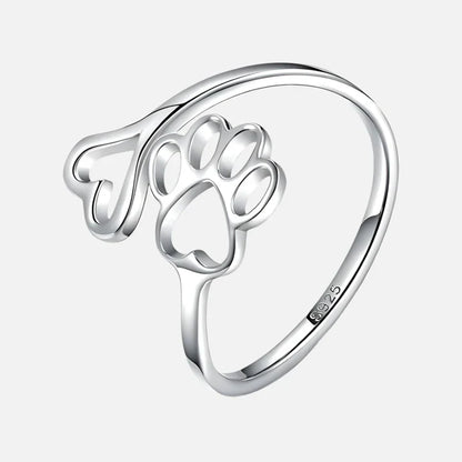 Calder - Adjustable Pfoten-Herz-Ring / 925 Silver